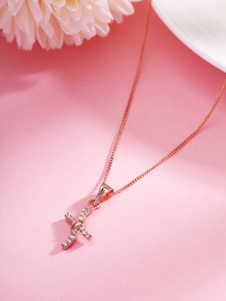 Priyaasi A Rose-Gold Plated Symphony Necklace with Enchanting Pendant