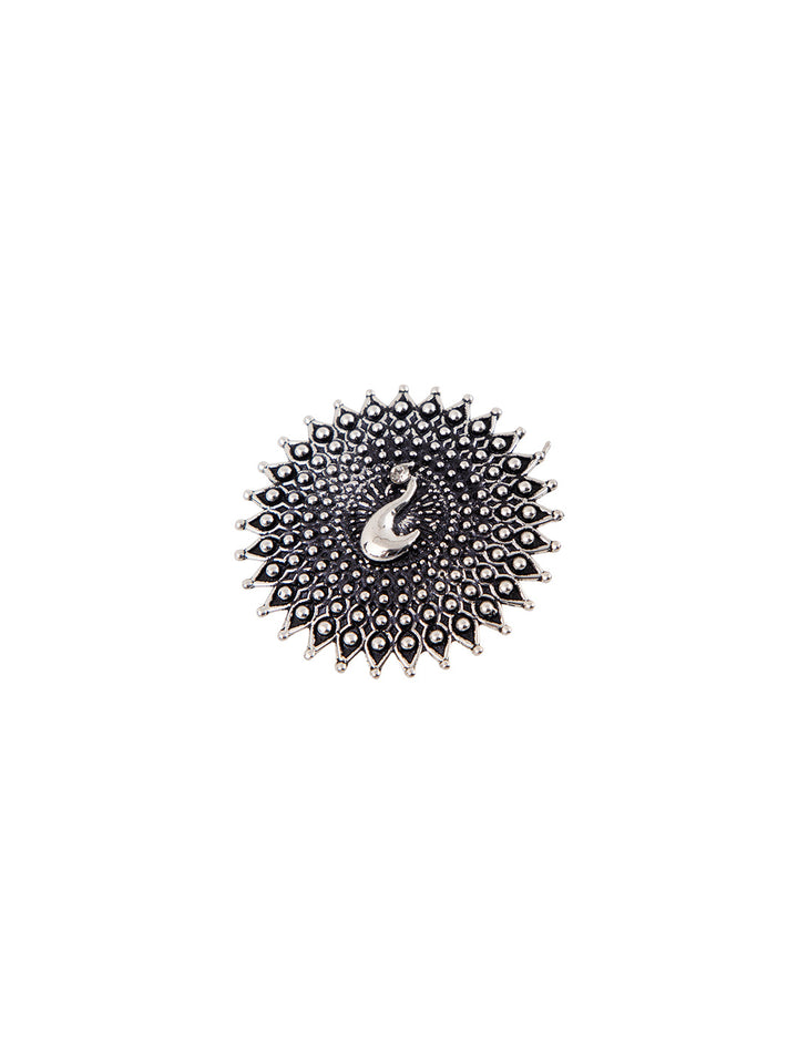 Priyaasi Oxidised Silver Plated Dancing Peacock Ring