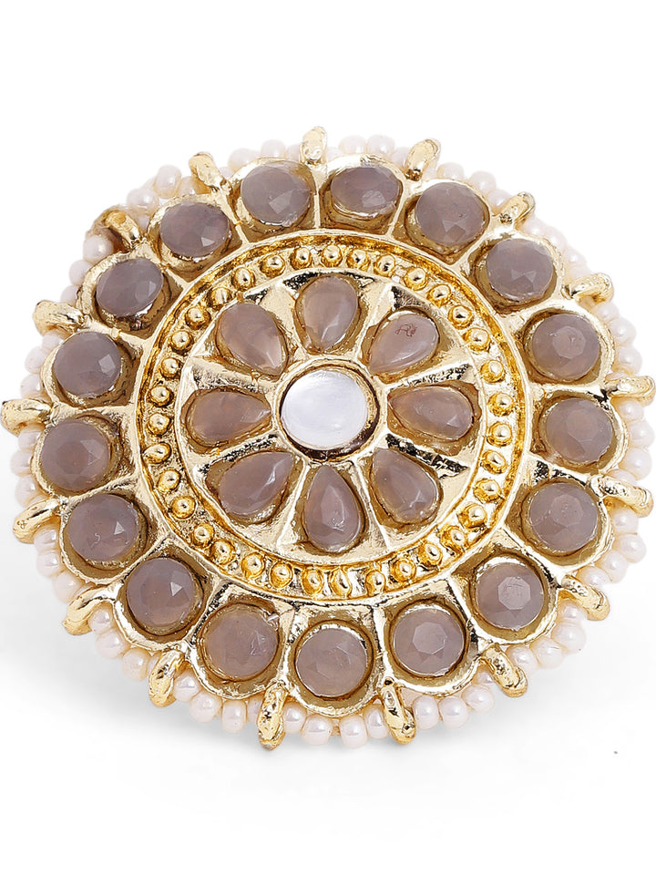 Ash Stones Pearl Elegance Elegant Gold Plated Adjustable Ring