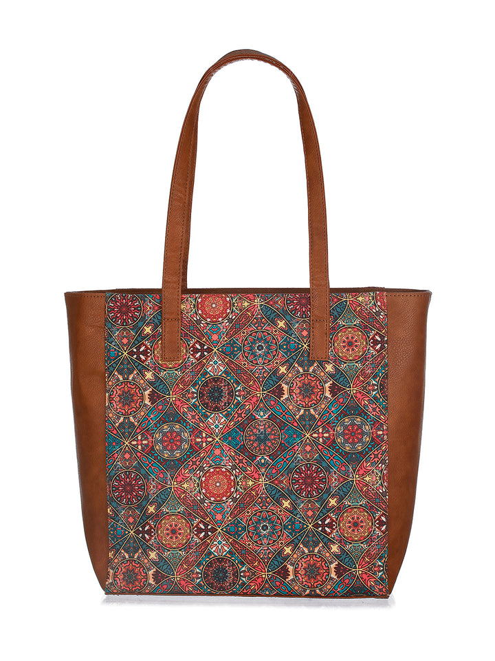 Flo-Mandal Multicolor Printed Brown Tote Bag