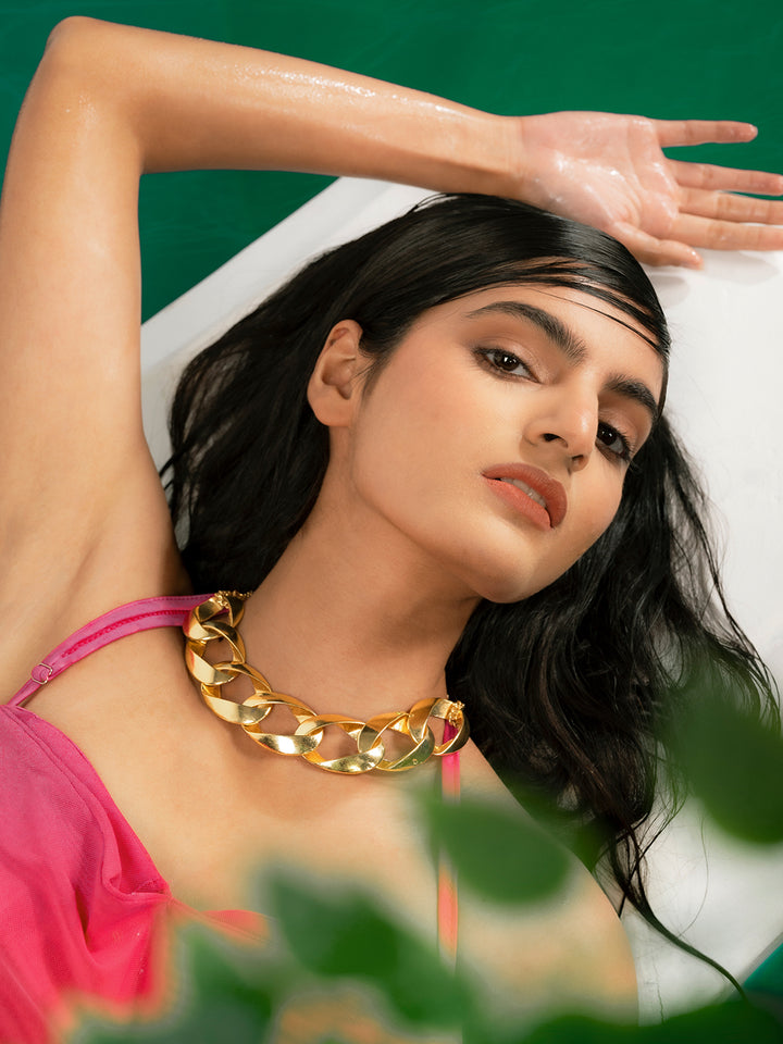 Priyaasi Gold Plated Brass-solid Necklace