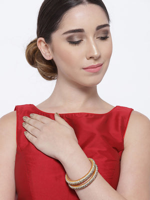Set of 2 Gold-Plated Stone-Studded Bangles