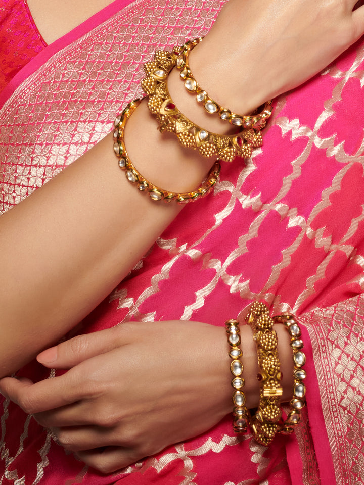 Kundan Stunner - Gold Plated Set of 2 Bangles