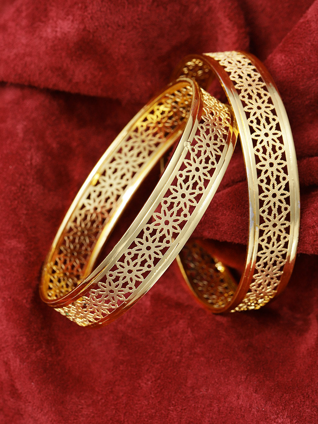 Set Of Designer Gold Plated Engraved Stylish Bangles For Women