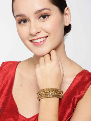 Set Of 2 Gold-Plated Stones Studded Bangles