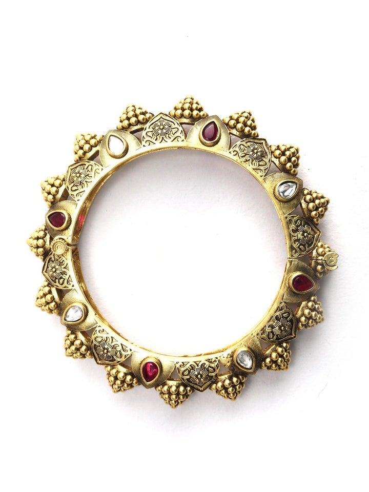 Chakra Charm - Ruby Kundan Gold Plated Set of 2  Bangles