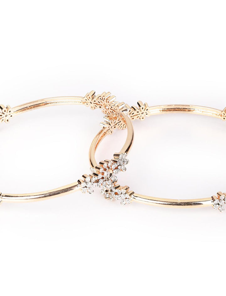 Alluring Appeal - Set of 2 American Diamond Rose Gold Plated Bangles Set