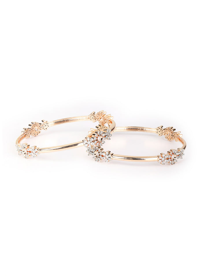 Alluring Appeal - Set of 2 American Diamond Rose Gold Plated Bangles Set