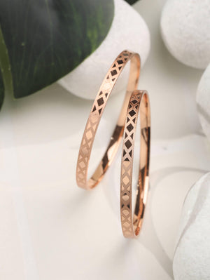 Rose Gold Plated Set of 2 Bangle Set
