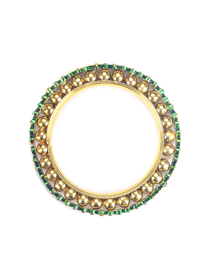 Harsh - Green Kundan Gold Plated Set of 2 Bangle Set