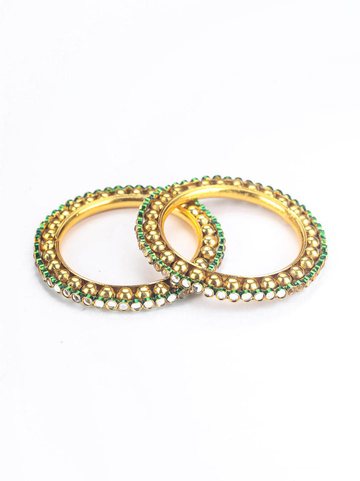 Harsh - Green Kundan Gold Plated Set of 2 Bangle Set