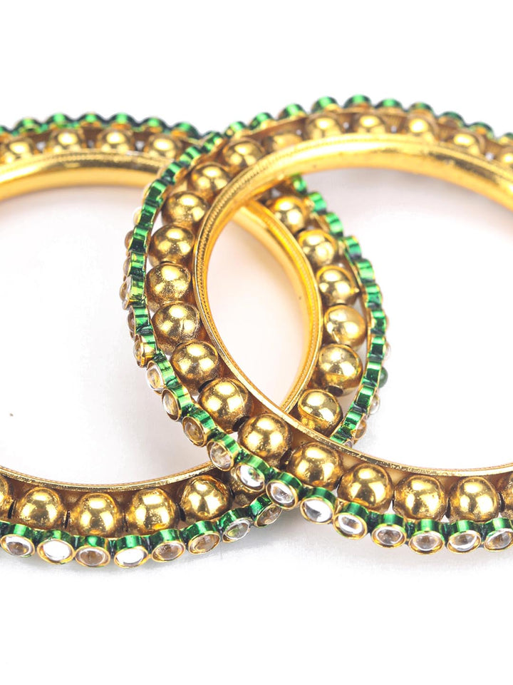 Harsh - Green Kundan Gold Plated Set of 2 Bangle Set