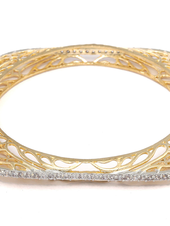 Allure Wings - Square American Diamond Gold Plated Set of 2 Bangles