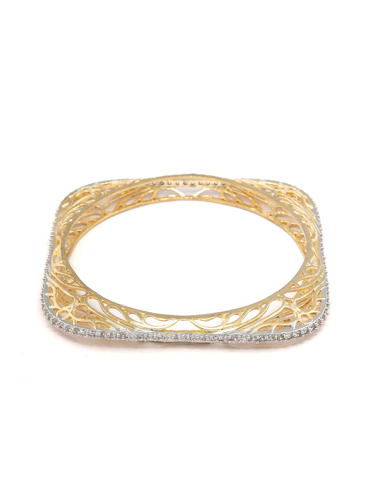 Allure Wings - Square American Diamond Gold Plated Set of 2 Bangles