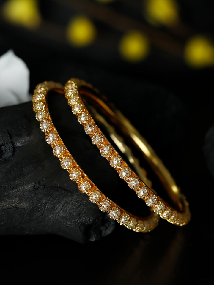 Gold Plated Pearls Studded Set of 2 Bangles