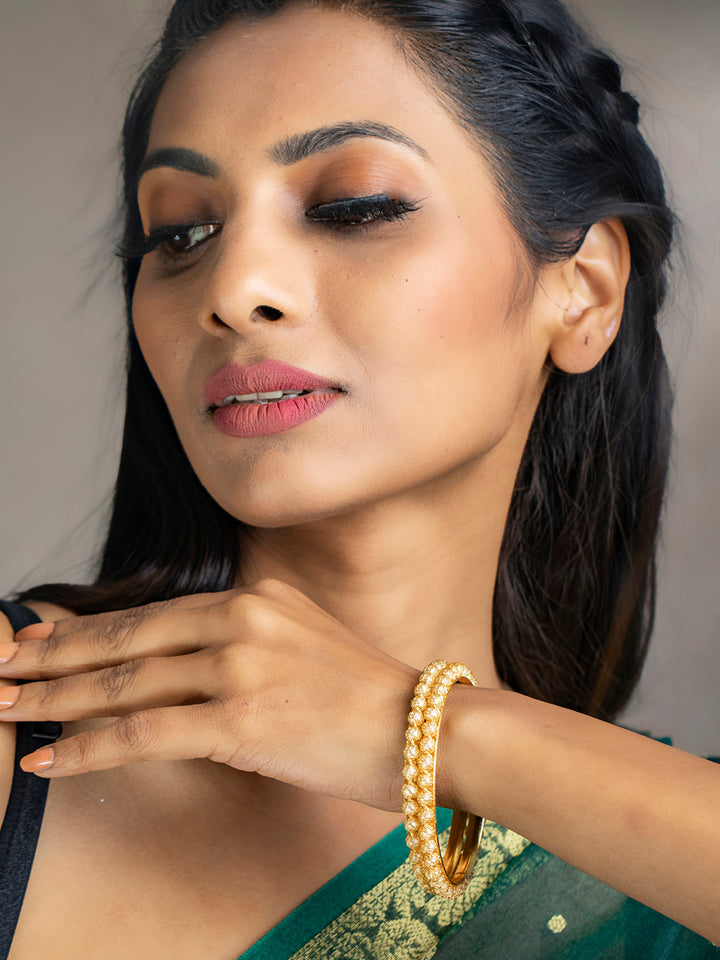 Gold Plated Pearls Studded Set of 2 Bangles