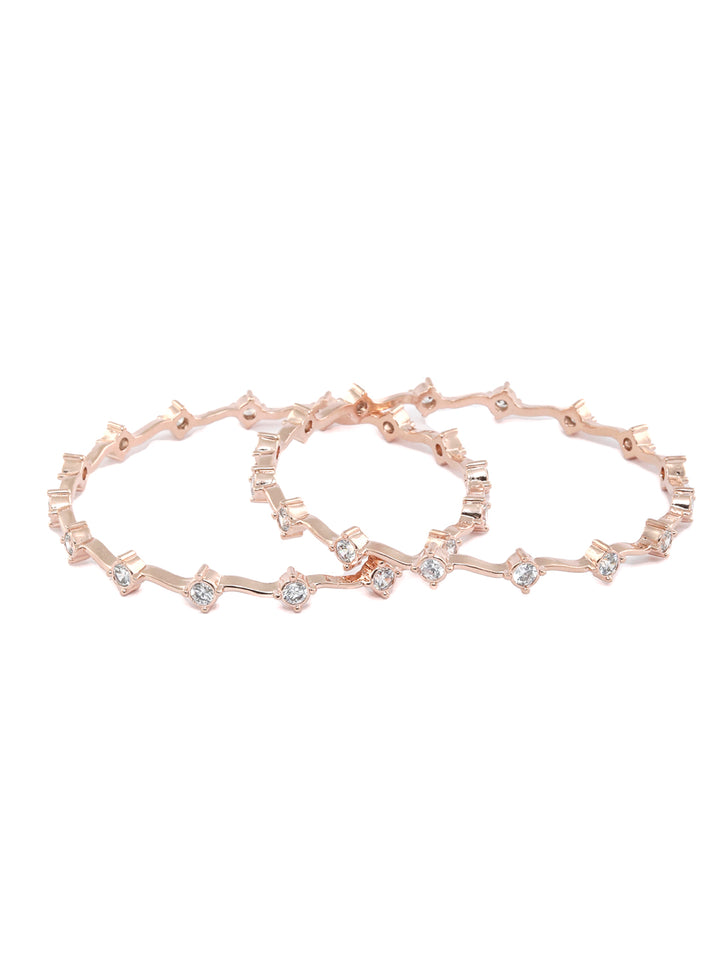 Elegant American Diamond Rose Gold Bangles Set of 2