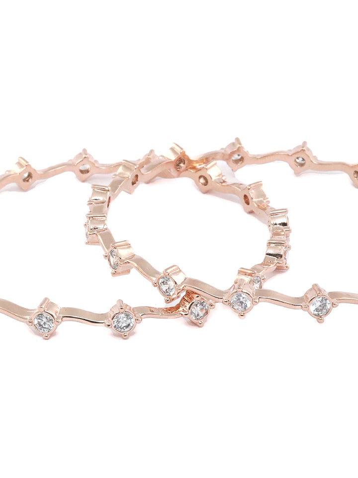 Elegant American Diamond Rose Gold Bangles Set of 2