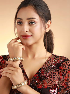 Priyaasi Gold Finish Stone Studded Bangle Set of 2