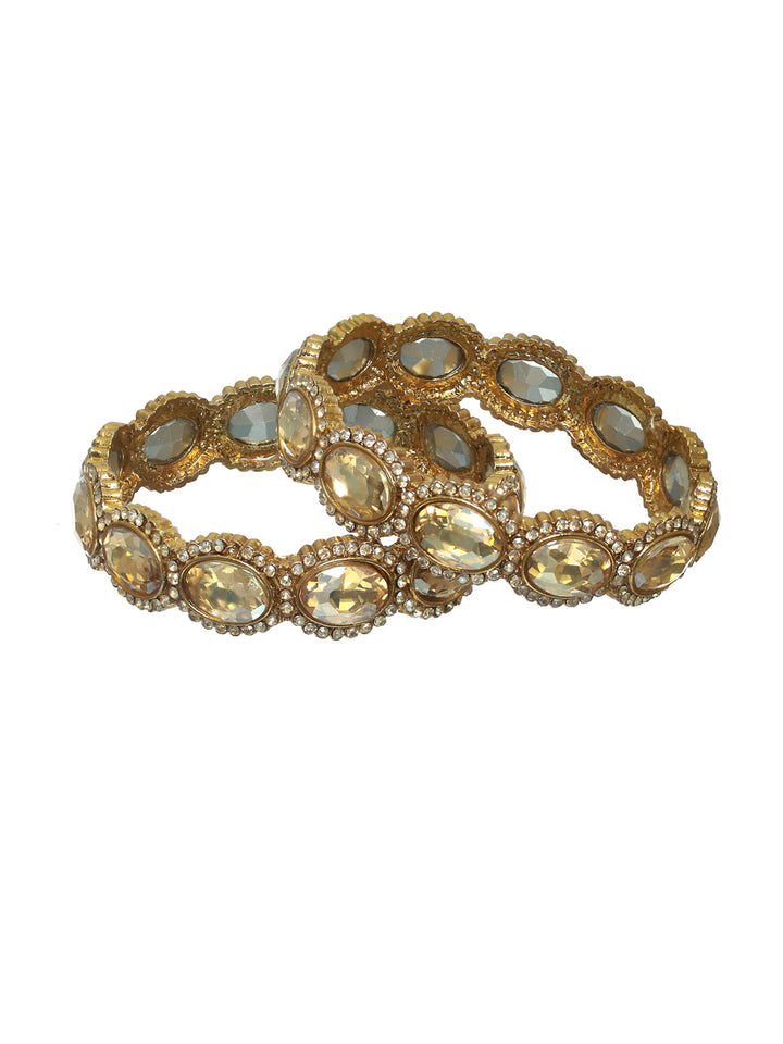 Priyaasi Gold Finish Stone Studded Bangle Set of 2