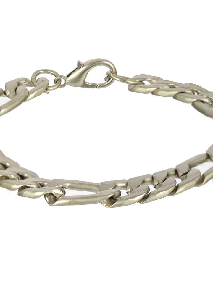 Bold by Priyaasi Figaro Link Chain Silver-Plated Bracelet for Men