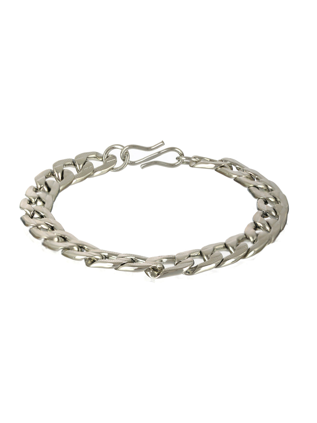 Bold by Priyaasi Textured Link Chain Silver-Plated Bracelet for Men