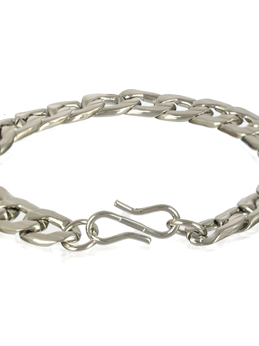 Bold by Priyaasi Textured Link Chain Silver-Plated Bracelet for Men
