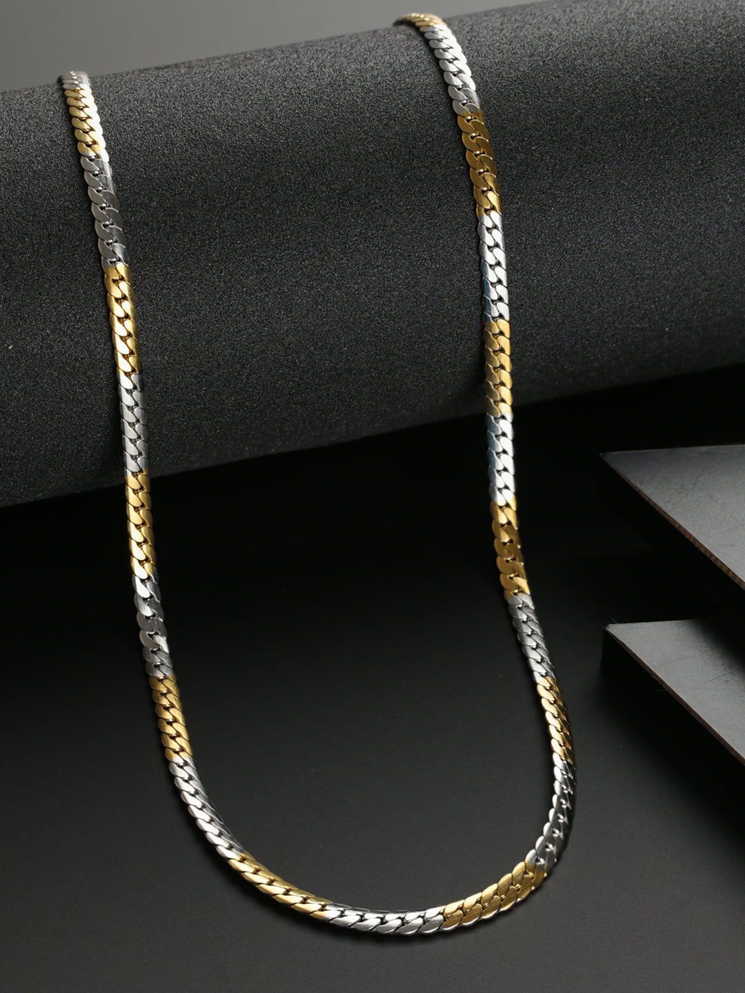 Bold by Priyaasi Gold Silver Dual-Toned Link Chain Necklace for Men