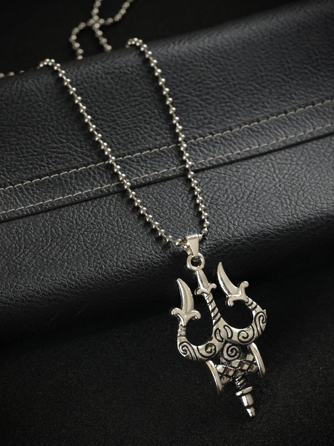 Mighty Trishul Silver-Plated Pendant for Men – Priyaasi