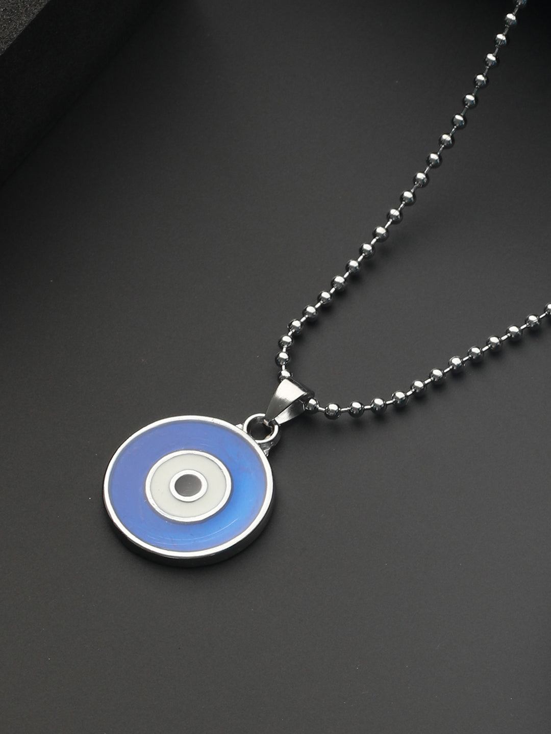 Bold by Priyaasi Evil Eye Pendant with Silver-Plated Beaded Chain for
