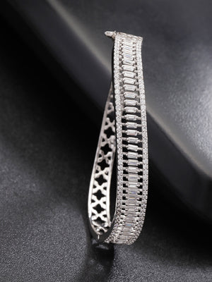 Silver-Plated American Diamond Studded Bracelet