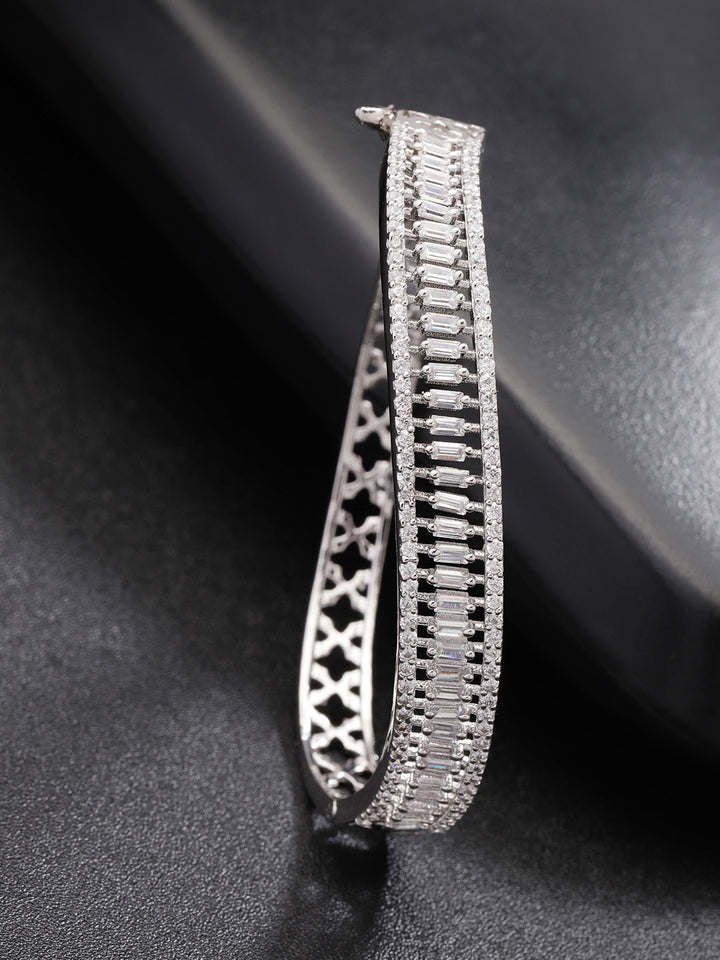 Silver-Plated American Diamond Studded Bracelet