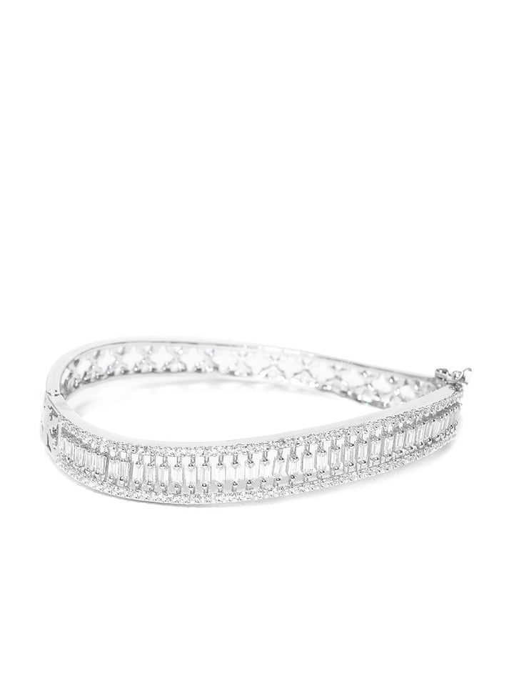 Silver-Plated American Diamond Studded Bracelet