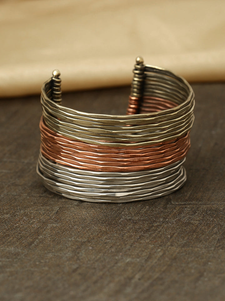 Trio Tones - Multi-Stranded Bangle Like Cuff Bracelet