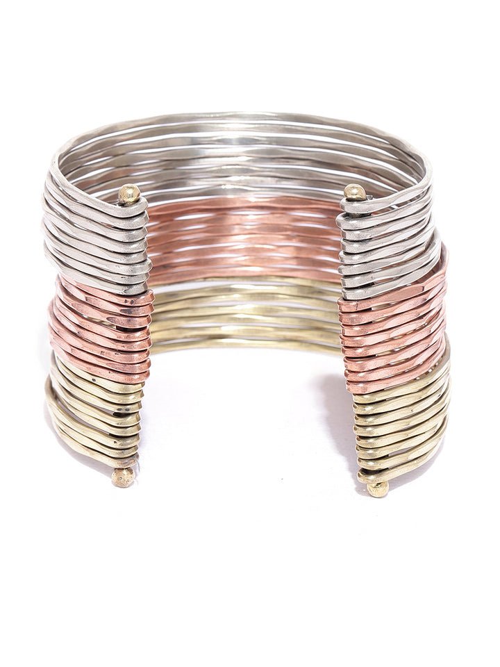 Trio Tones - Multi-Stranded Bangle Like Cuff Bracelet