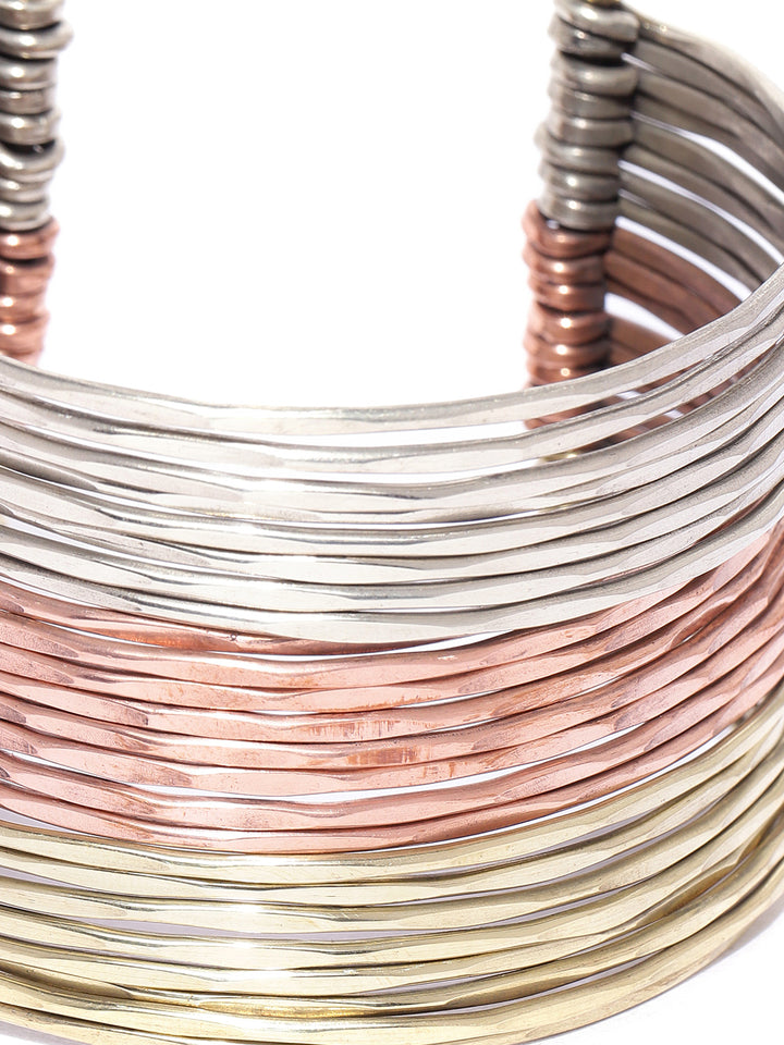Trio Tones - Multi-Stranded Bangle Like Cuff Bracelet