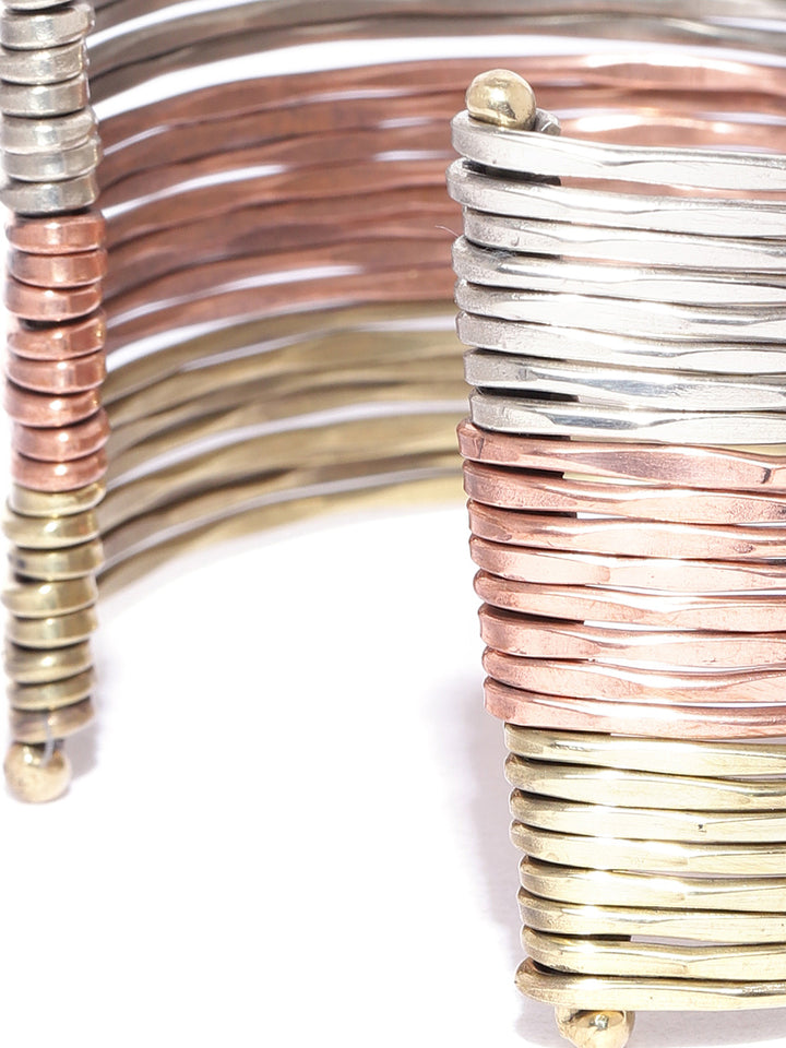 Trio Tones - Multi-Stranded Bangle Like Cuff Bracelet