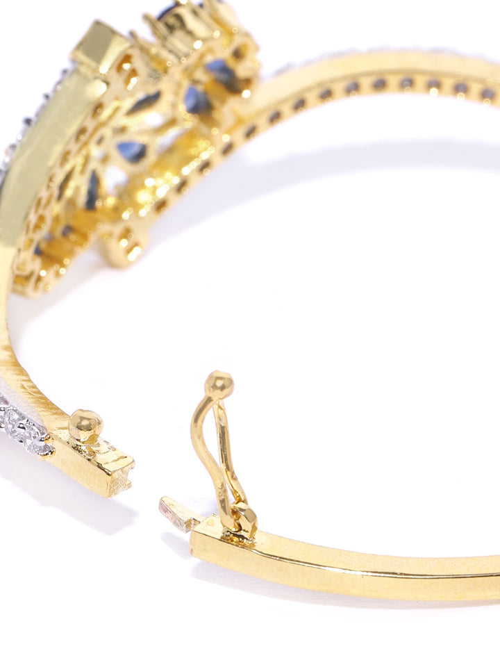 Gold Plated Blue Floral American Diamond Bracelet