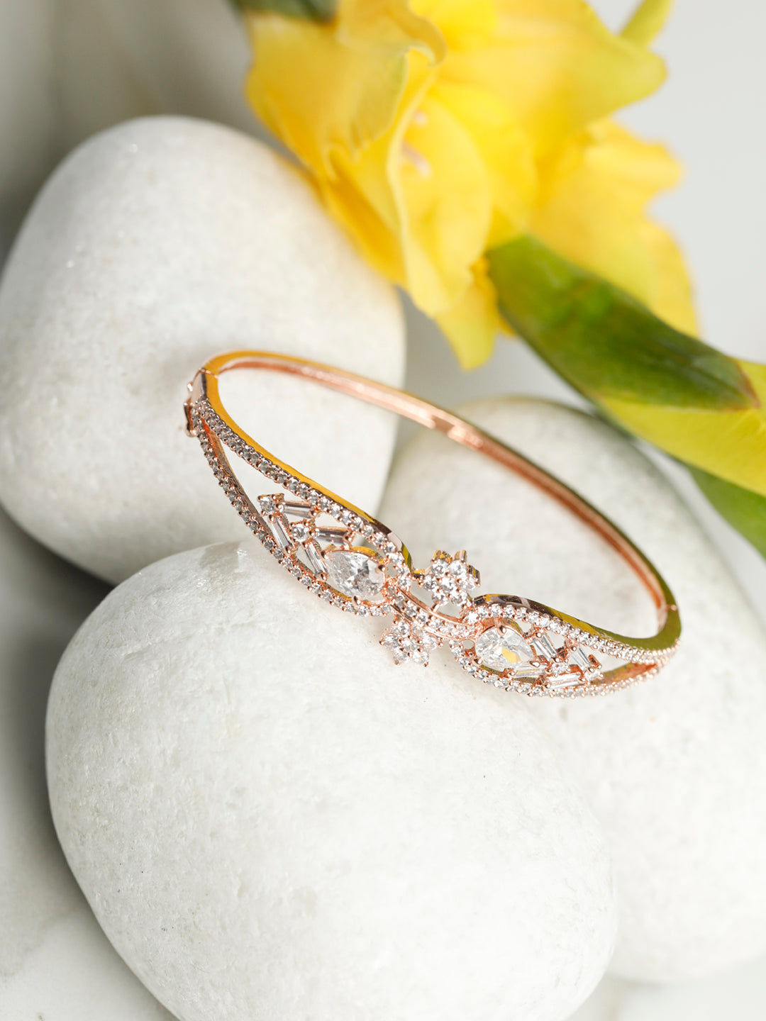 American Diamond Rose Gold Plated Little Flower Bracelet – Priyaasi