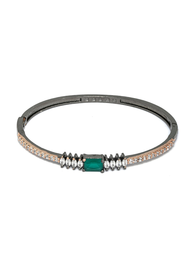 Green Stone Studded American Diamond Bracelet