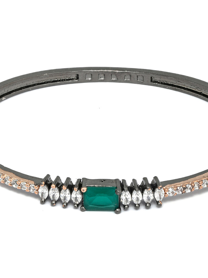 Green Stone Studded American Diamond Bracelet