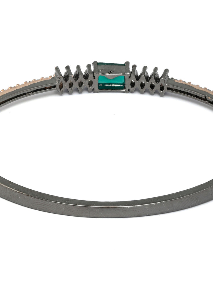 Green Stone Studded American Diamond Bracelet