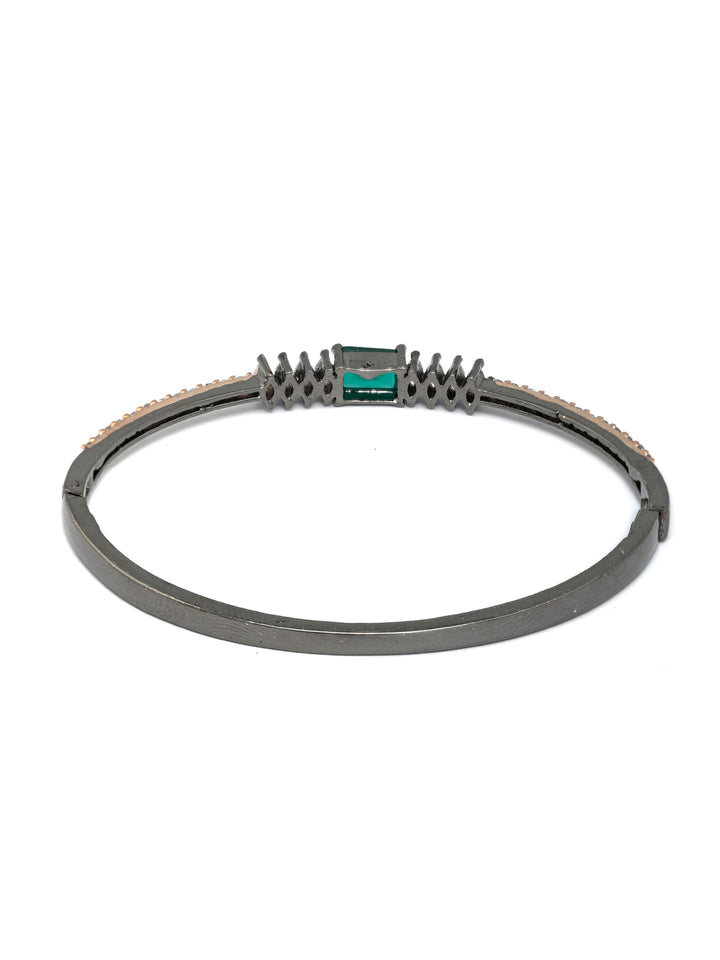 Green Stone Studded American Diamond Bracelet