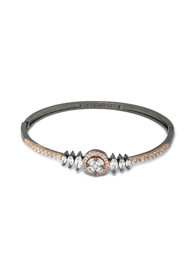 Dual Toned American Diamond Floral Bracelet