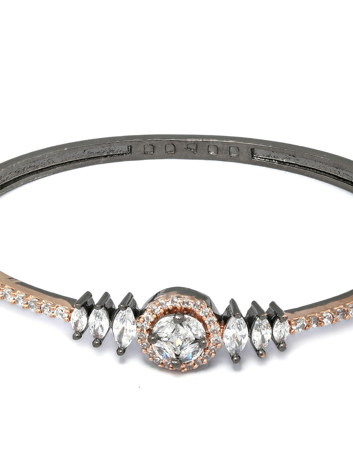 Dual Toned American Diamond Floral Bracelet