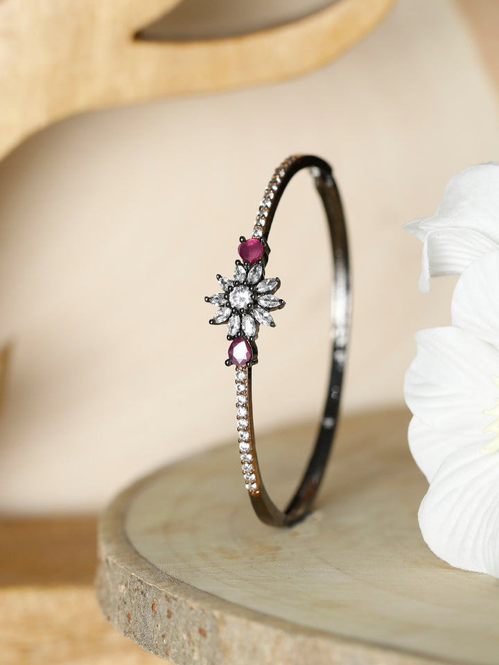 Dual Toned Floral American Diamond Bracelet