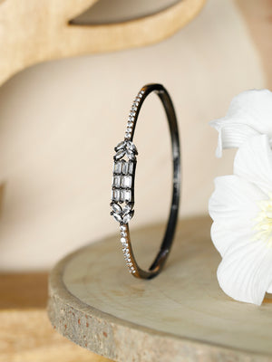 Dual Toned American Diamond Leaf Bracelet