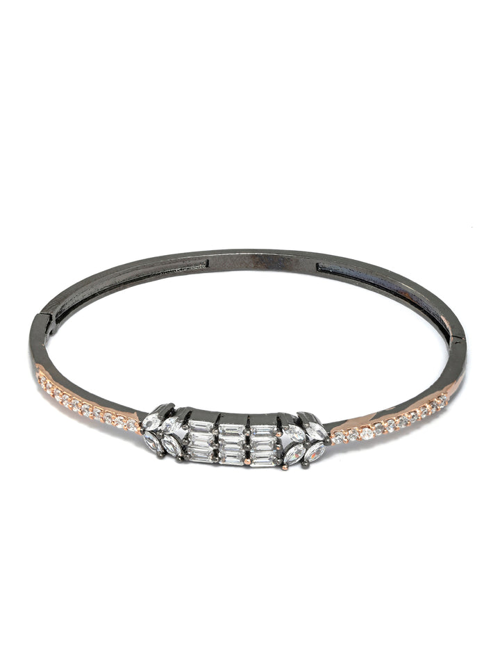 Dual Toned American Diamond Leaf Bracelet