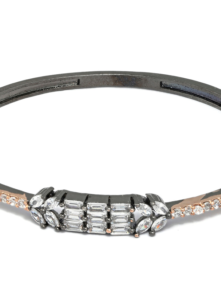 Dual Toned American Diamond Leaf Bracelet