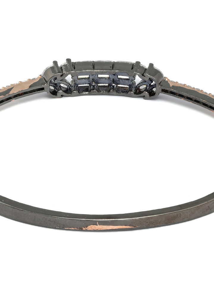 Dual Toned American Diamond Leaf Bracelet